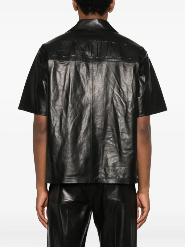 AMIRI レザーシャツ AMIRI キャンプカラー レザーシャツ | ブラック | FARFETCH JP