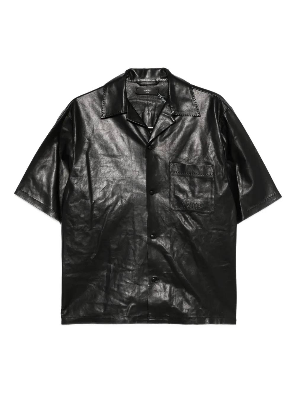 AMIRI キャンプカラー レザーシャツ - ブラック AMIRI キャンプカラー レザーシャツ - ブラック