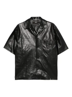 AMIRI MA Embroidery Leather Shirt | Black | FARFETCH