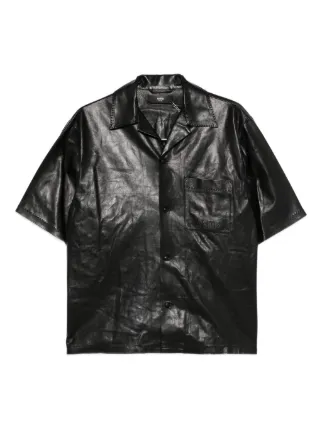 AMIRI レザーシャツ AMIRI キャンプカラー レザーシャツ | ブラック | FARFETCH JP