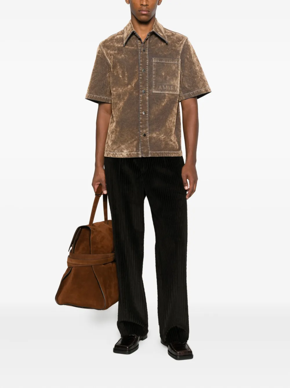 AMIRI velvet patch-pocket shirt - Beige