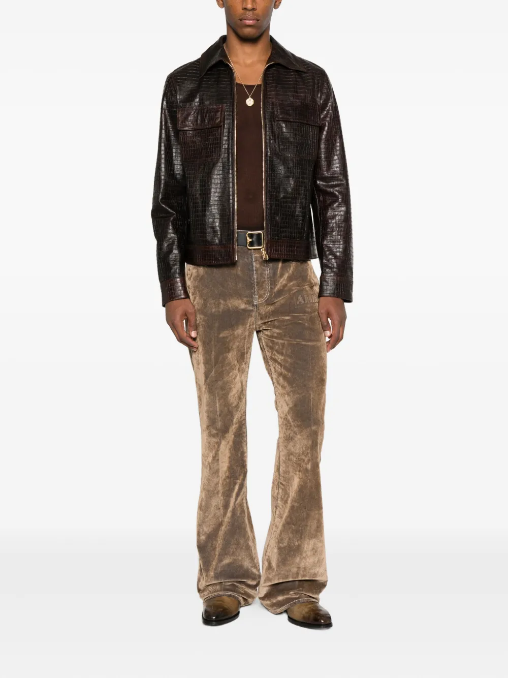 AMIRI embroidered flare jeans - Beige