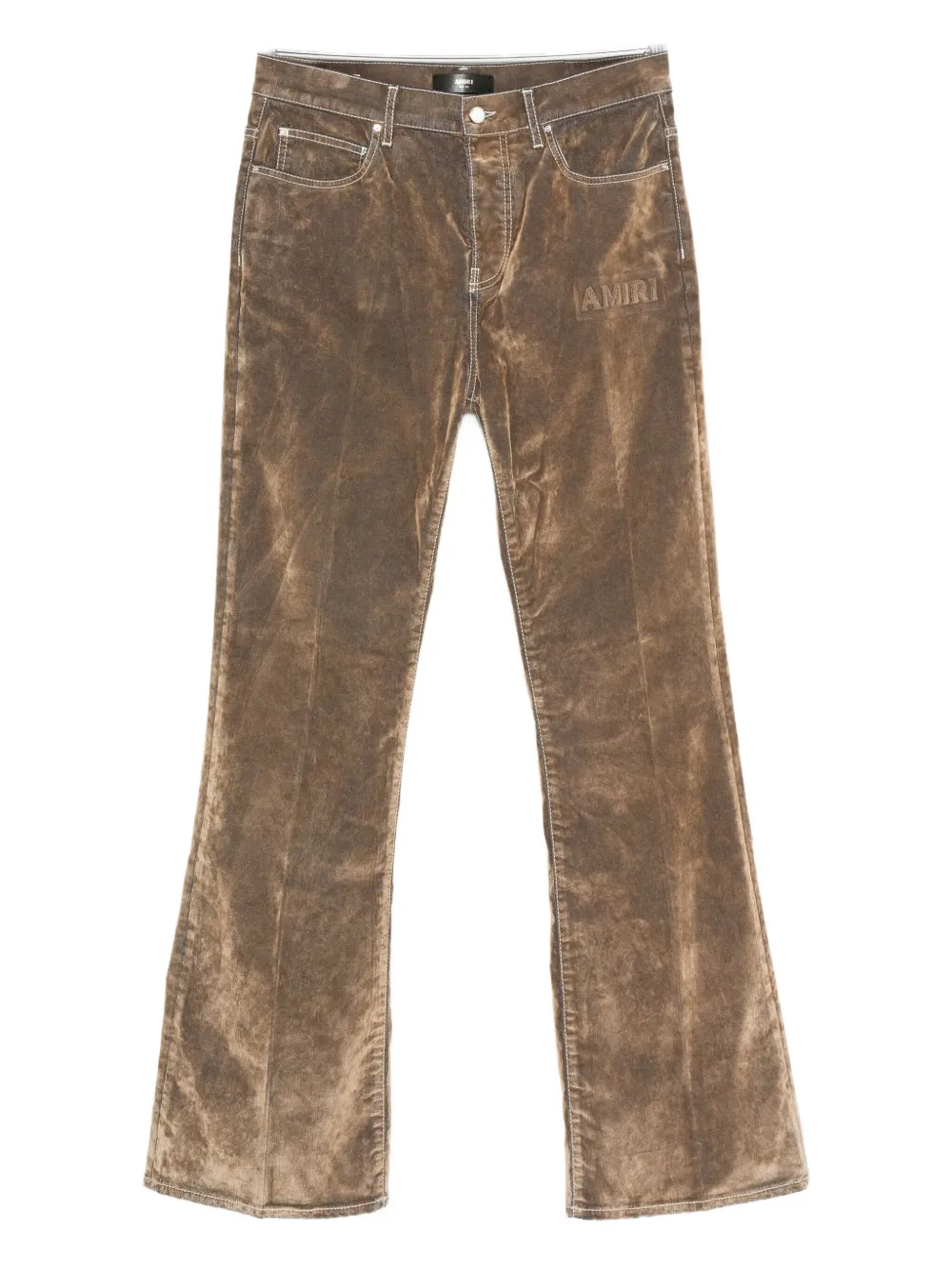 Amiri Embroidered Flare Jeans In Neutral