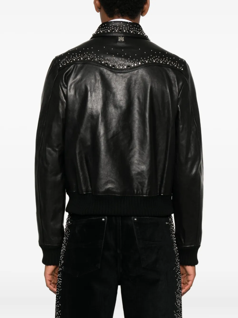 AMIRI Leren jack verfraaid met kristallen Zwart