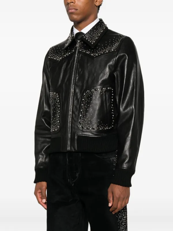 AMIRI crystal-embellished Leather Jacket | Black | FARFETCH ZA