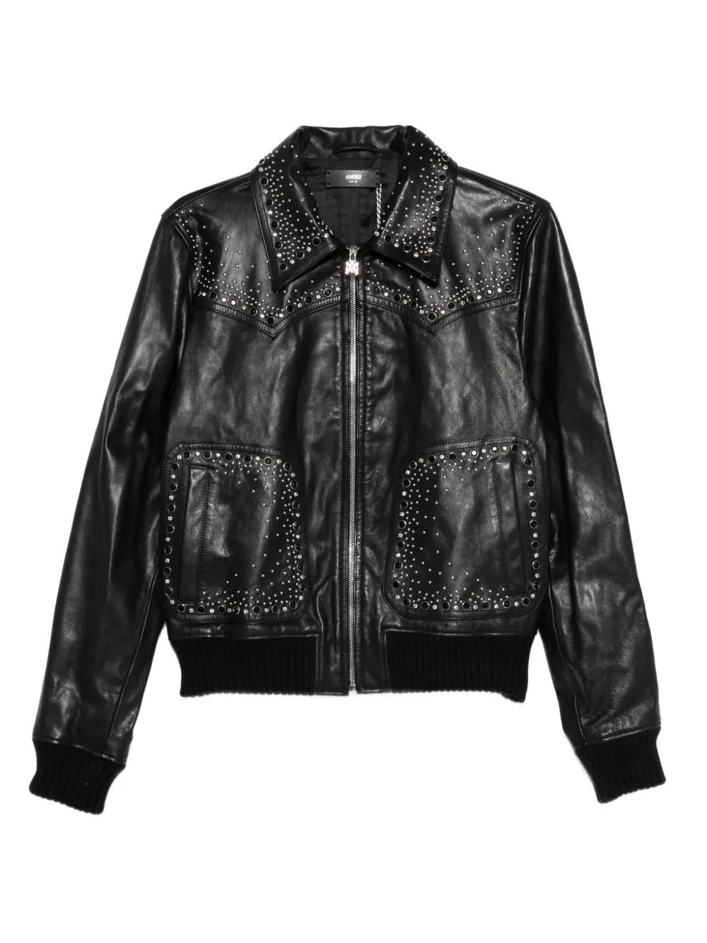 AMIRI crystal-embellished leather jacket | Black | Image 1