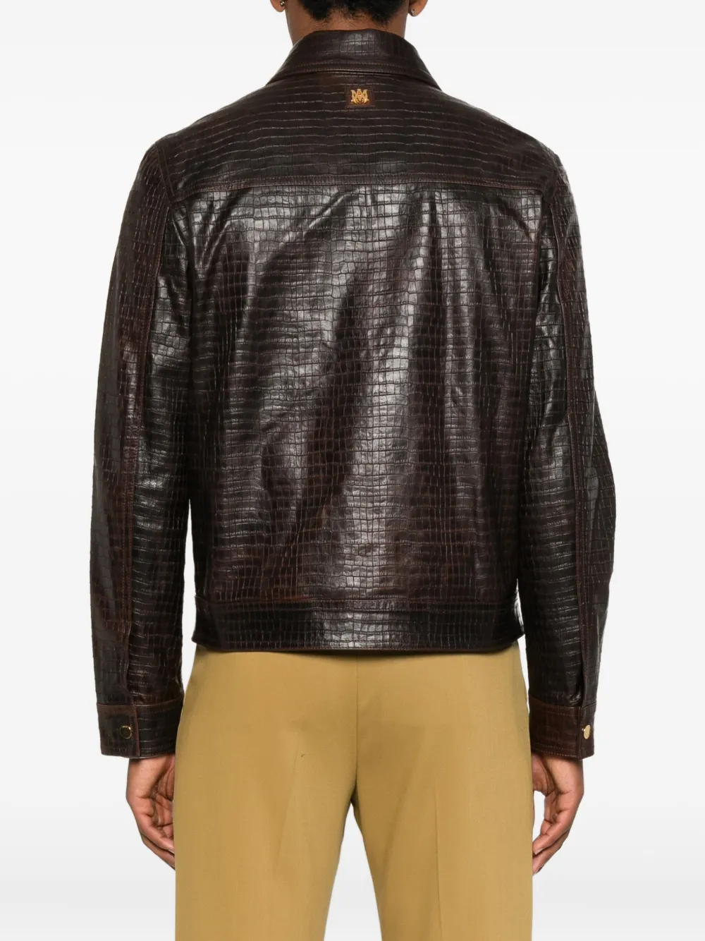 AMIRI Leren jack met rits en reliëf Bruin