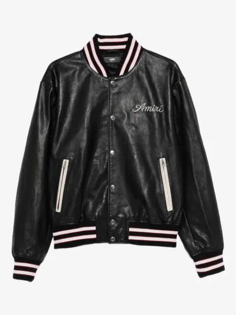 AMIRI embroidered leather varsity jacket