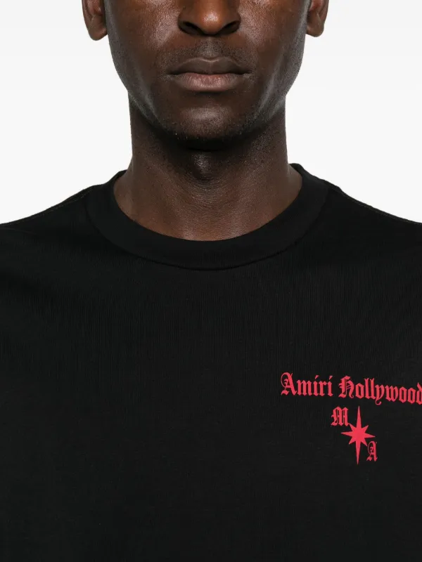 AMIRI オウム プリント Tシャツ ブラック AMIRI Hollywood ロゴ Tシャツ | ブラック | FARFETCH JP