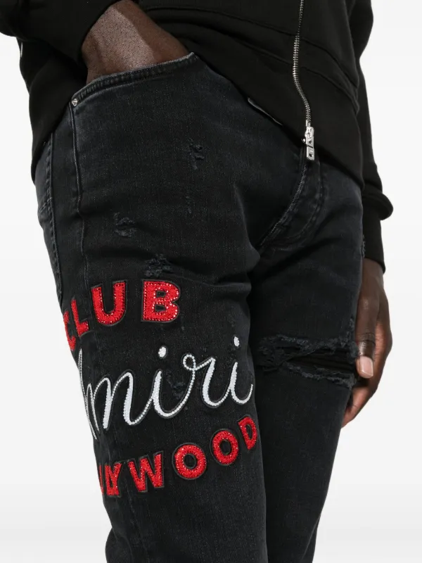 AMIRI Club MX1 ダメージ ジーンズ | ブラック | FARFETCH JP