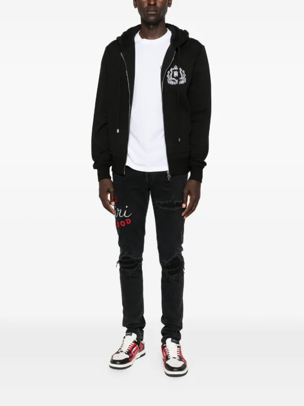 AMIRI稀少ダメージデニム★MX1ブーツパーカーTシャツスニーカースウェット AMIRI Club MX1 ダメージ ジーンズ | ブラック | FARFETCH JP