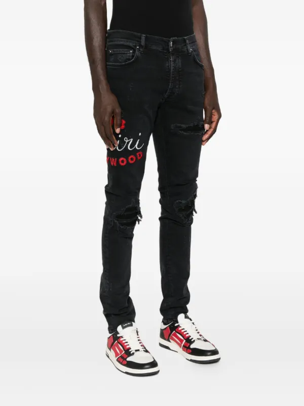 AMIRI Club MX1 ダメージ ジーンズ | ブラック | FARFETCH JP