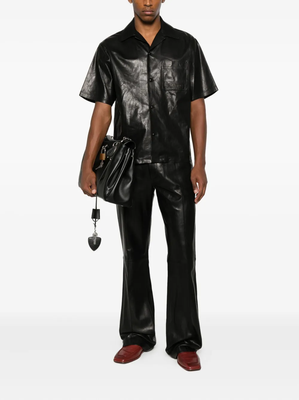 AMIRI leather bootcut trousers - Zwart