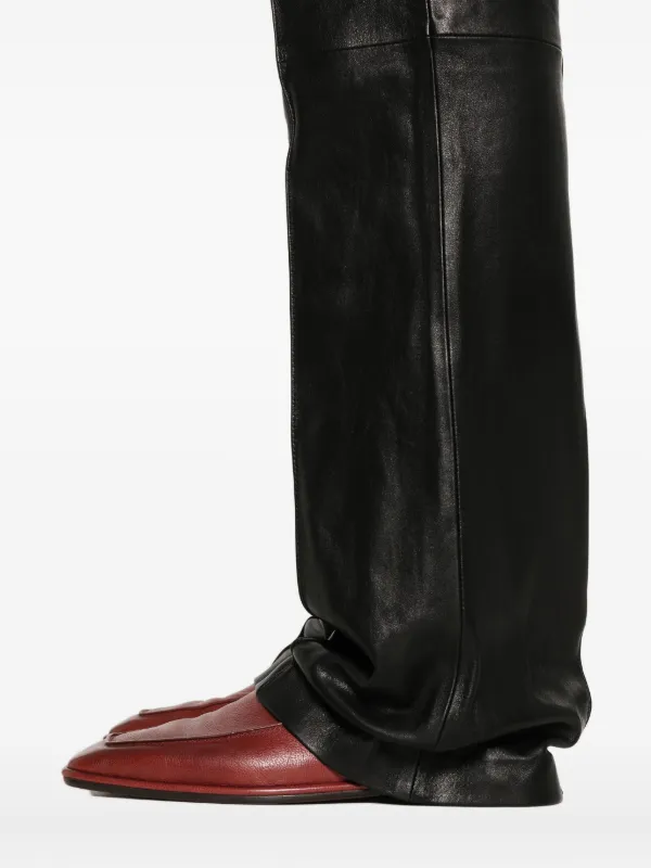 AMIRI BOOTLEG TROUSER レザーニットパンツ サイズ38 AMIRI Leather Bootcut Trousers | Black | FARFETCH