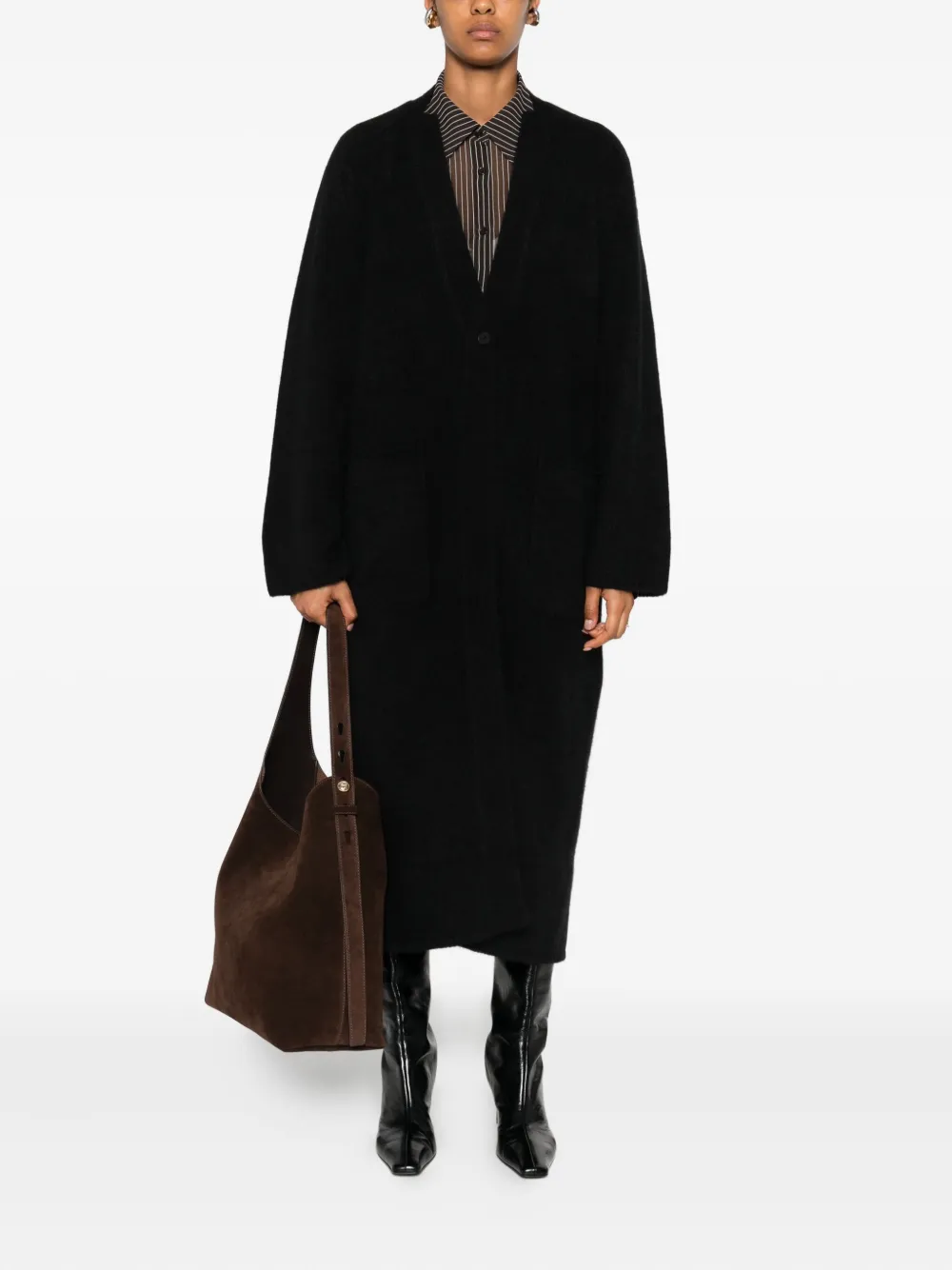 Loulou De Saison Buttoned Cardigan Coat In Black