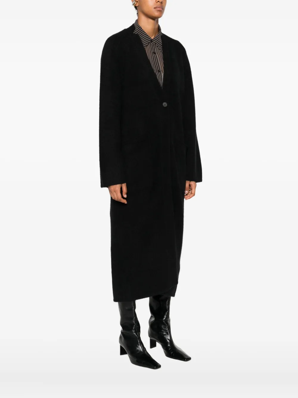 Loulou De Saison Buttoned Cardigan Coat In Black