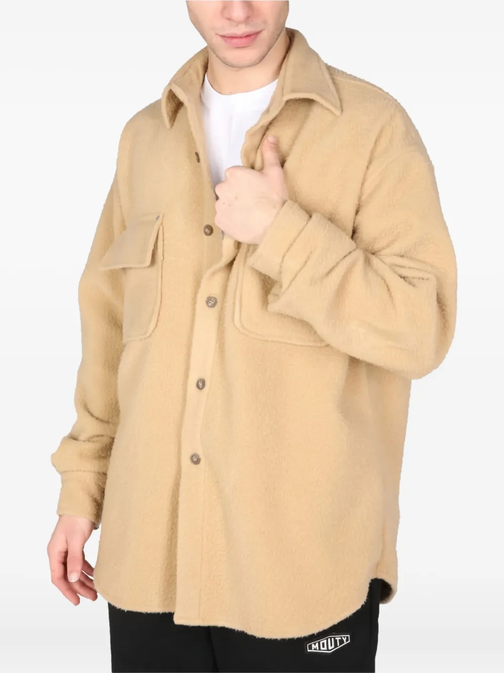 MOUTY Wollen overhemd met zak Beige