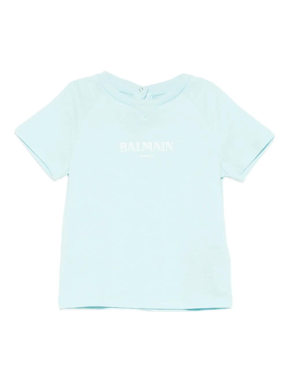 Balmain Kids logo-print snap-fastening T-shirt - ブルー Balmain Kids logo-print snap-fastening T-shirt - ブルー