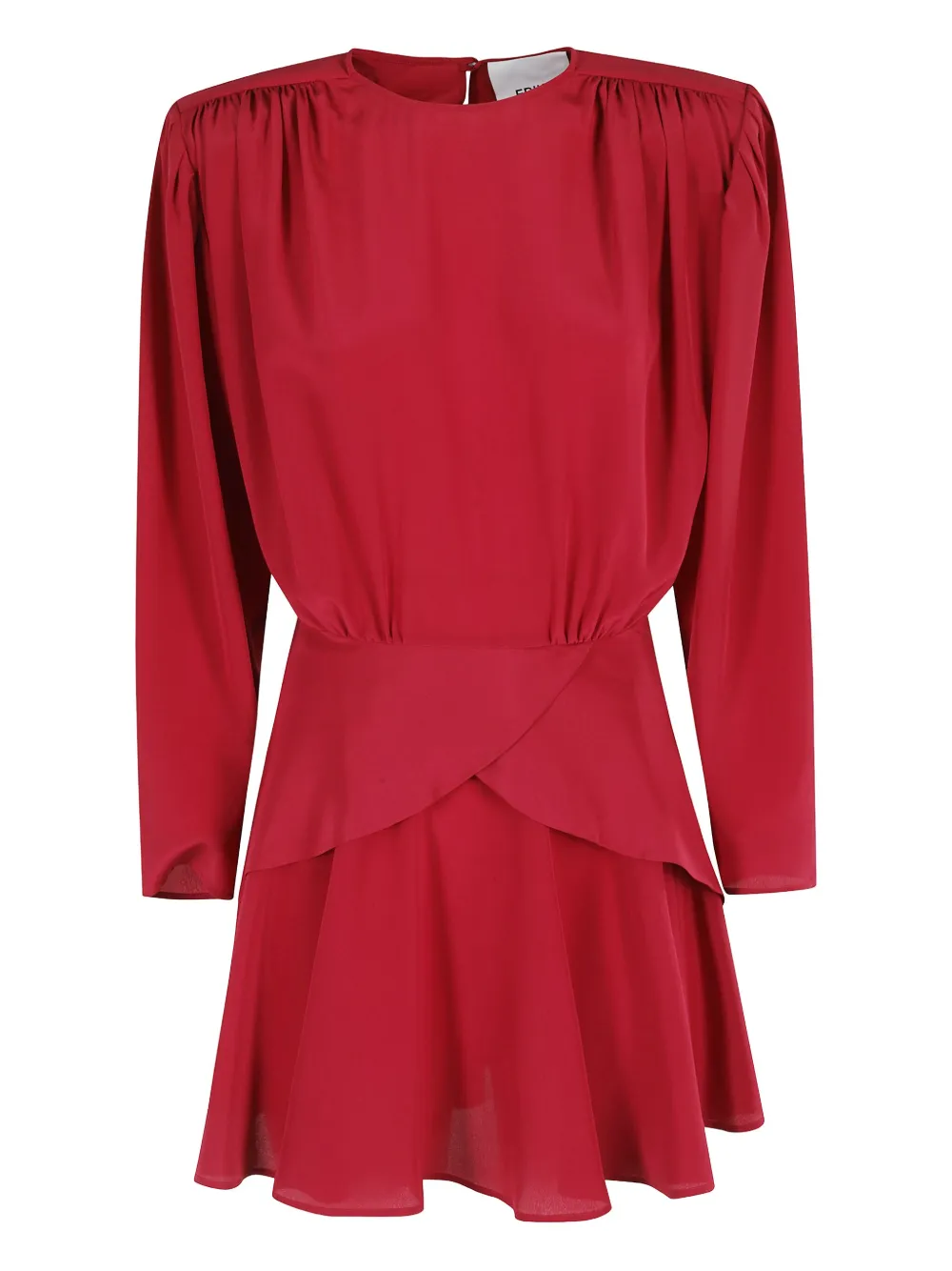 Erika Cavallini gathered-shoulder tiered-skirt mini dress Rood