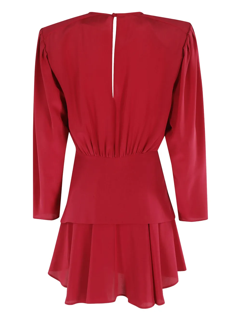 Erika Cavallini gathered-shoulder tiered-skirt mini dress Rood