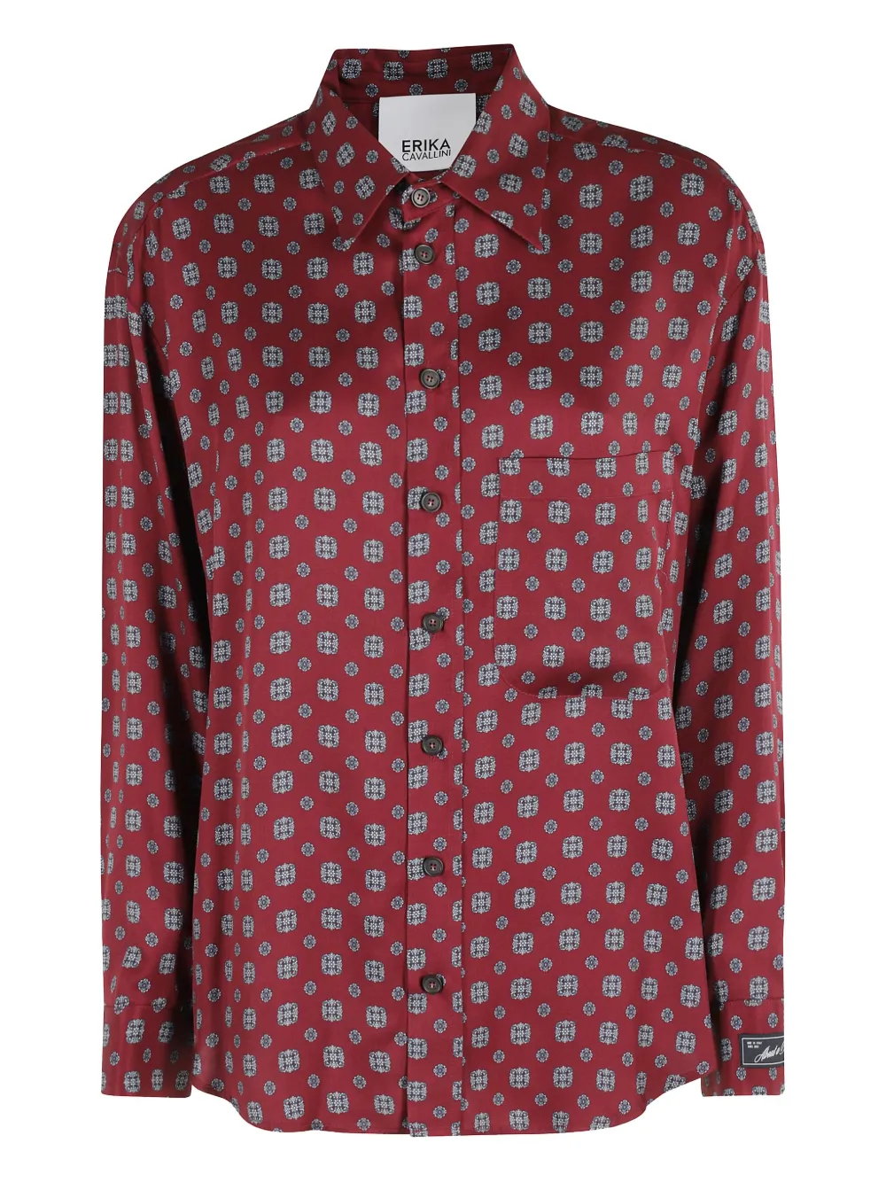 Erika Cavallini Patterned Button-down Shirt In Red