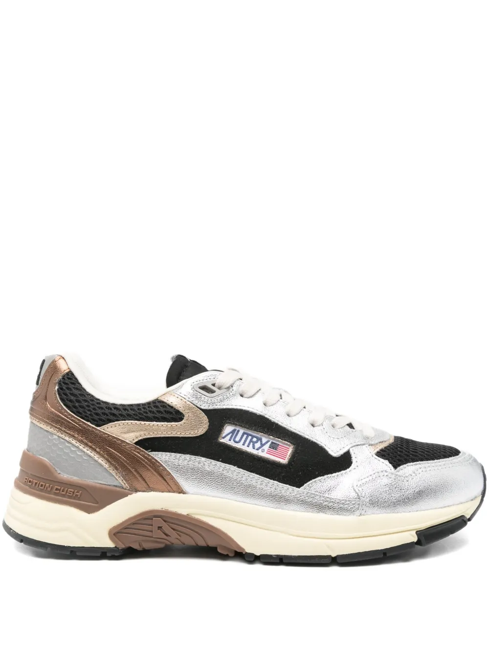 Autry Hyperway metallic leather mesh sneakers Black