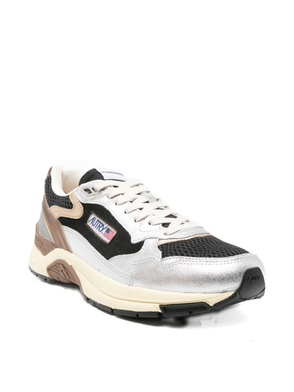 Autry Hyperway metallic leather mesh sneakers Black