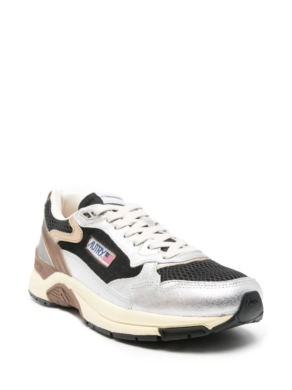 Autry Hyperway metallic leather mesh sneakers Black
