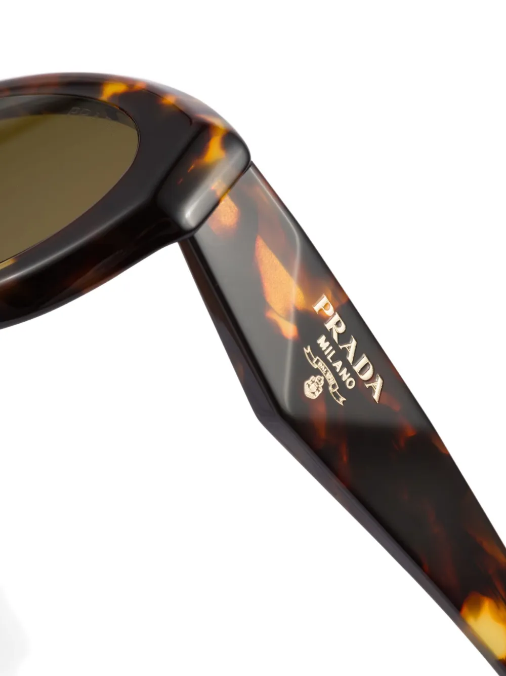 Prada Symbole Oval-frame Tortoiseshell Sunglasses