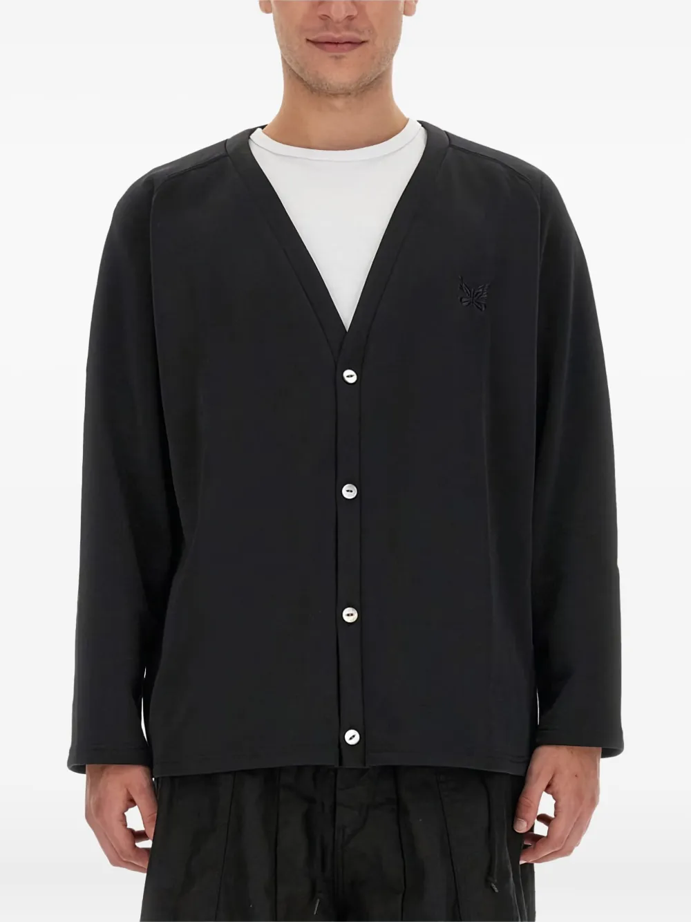 Needles embroidered buttoned cardigan - ブラック Needles embroidered buttoned cardigan - ブラック