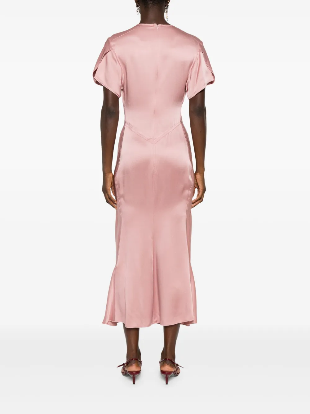 Victoria Beckham Midi-jurk met V-hals Roze
