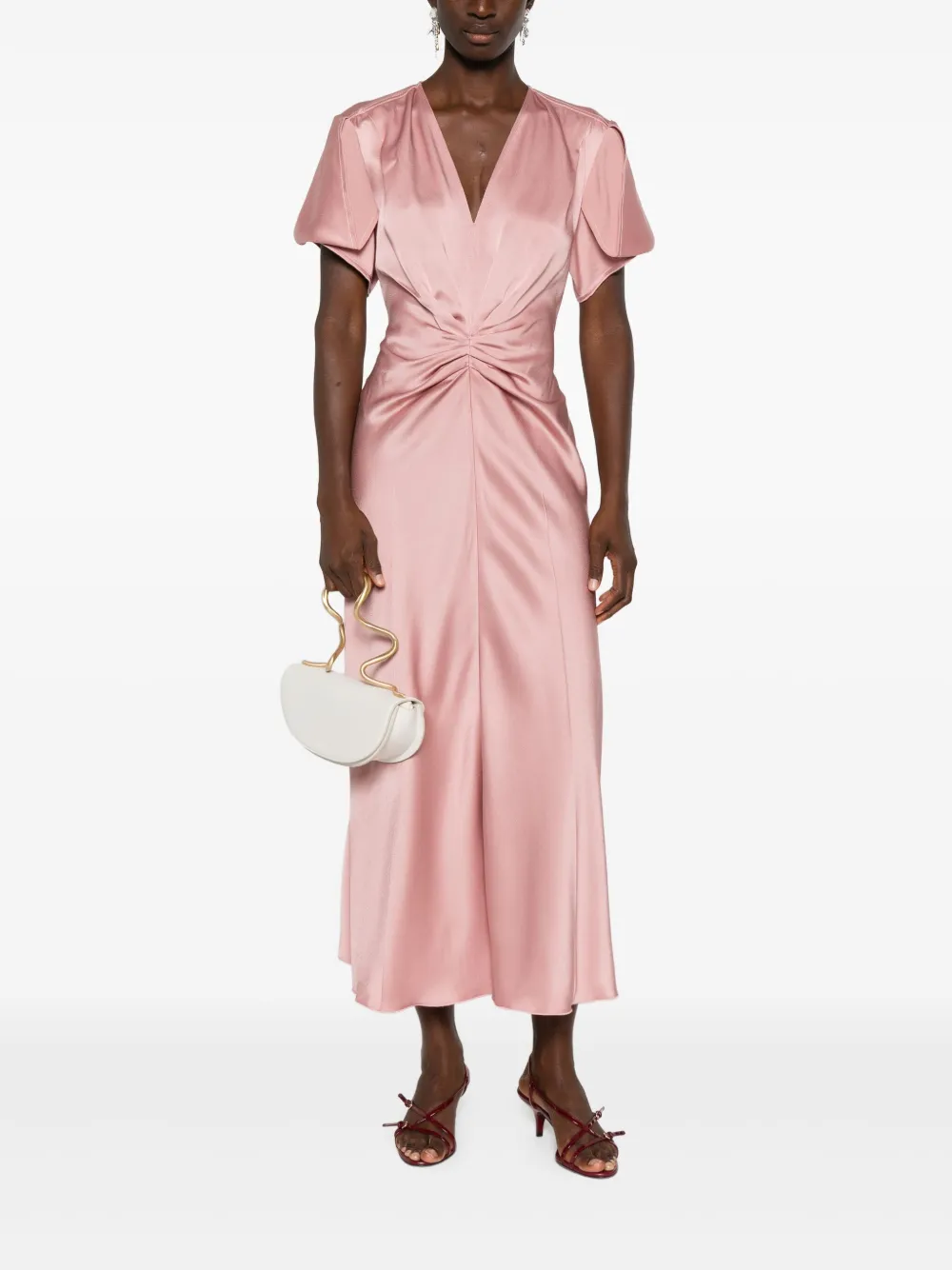 Victoria Beckham Midi-jurk met V-hals Roze