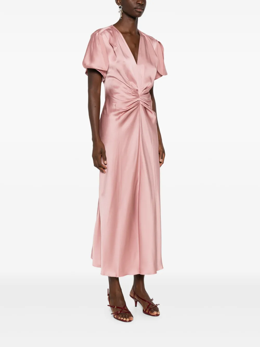 Victoria Beckham Midi-jurk met V-hals Roze