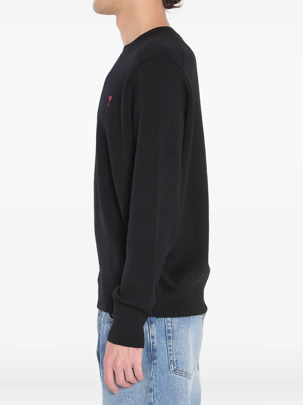 AMI Paris Ami de Coeur crew-neck embroidered sweater Zwart
