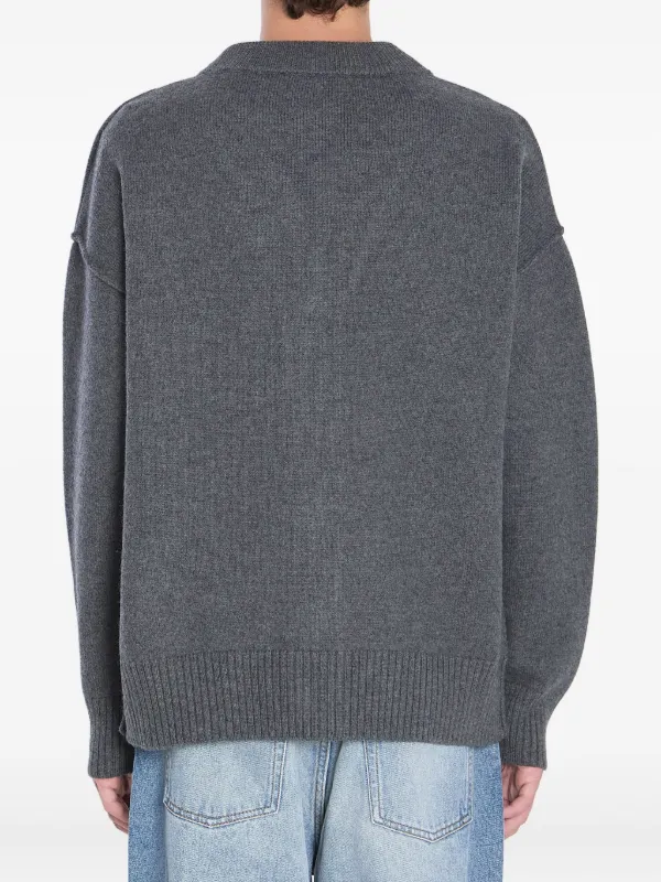 AMI Paris heart-logo Button Cardigan | Grey | FARFETCH