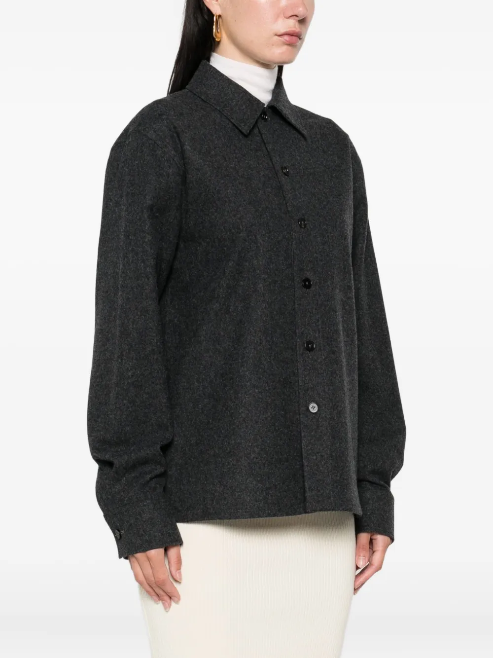Jil Sander+ Button-down Wool Shirt In Black