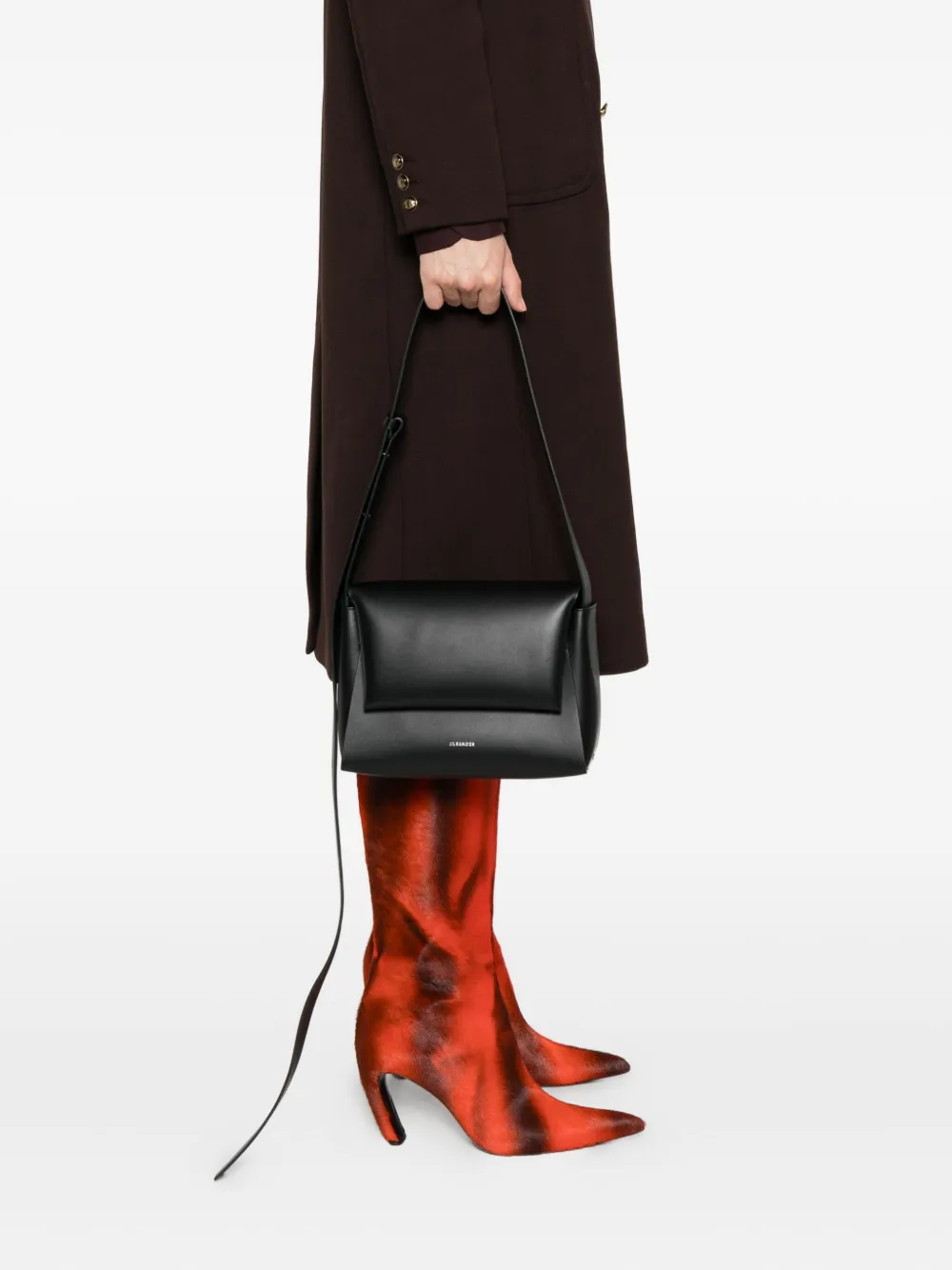 Jil Sander Schoudertas met logoprint Zwart