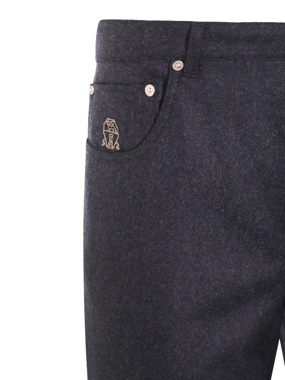 Brunello Cucinelli Broek met geborduurd logo Blauw