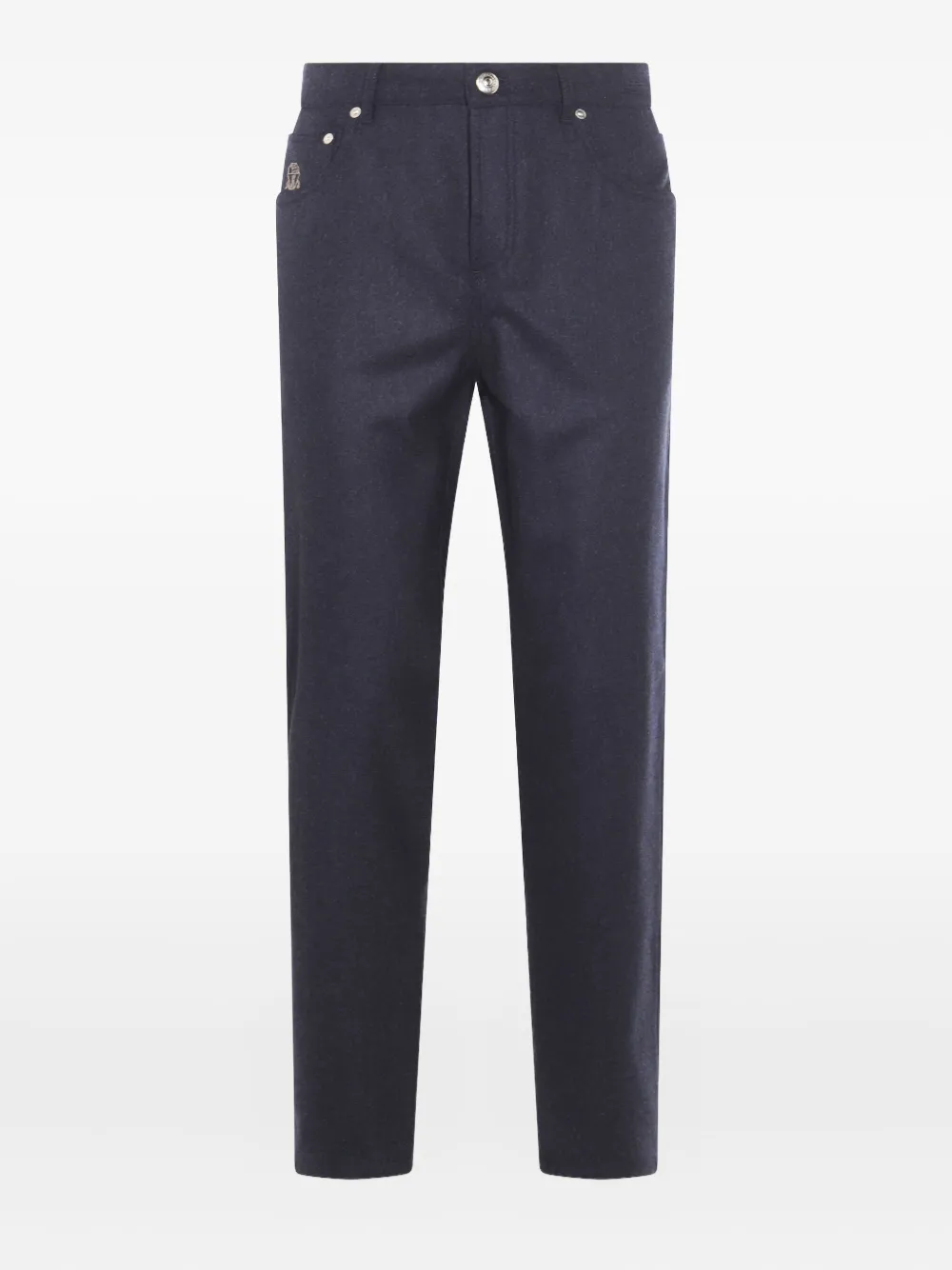 Brunello Cucinelli Broek met geborduurd logo Blauw