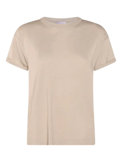 Brunello Cucinelli glitter-effect short-sleeve top