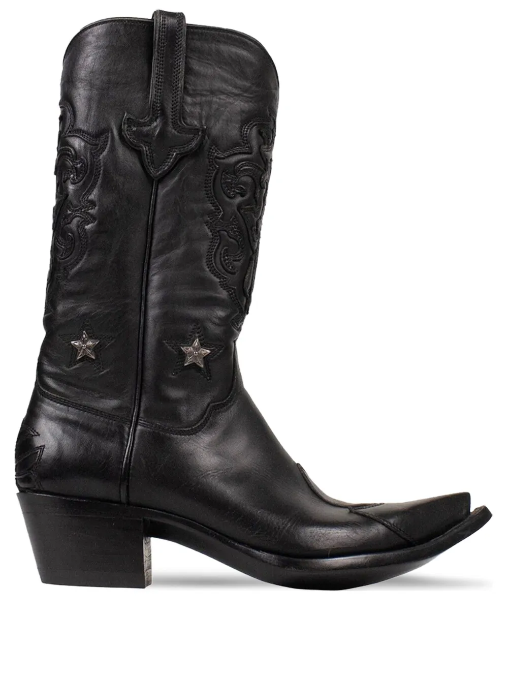 Chrome Hearts star-appliqué leather boots Black