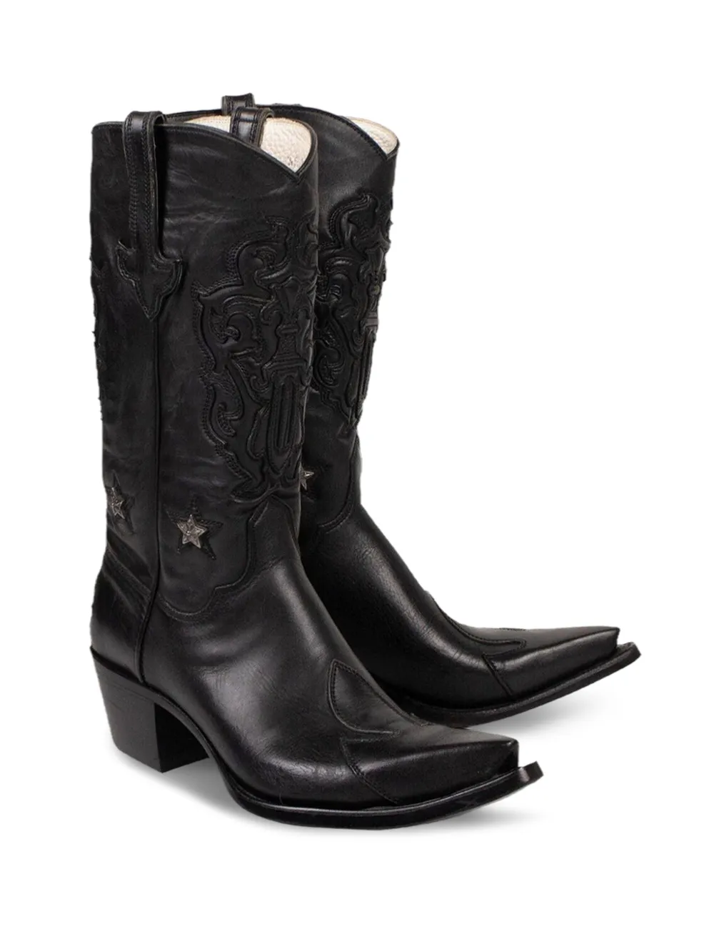 Chrome Hearts star-appliqué leather boots Black