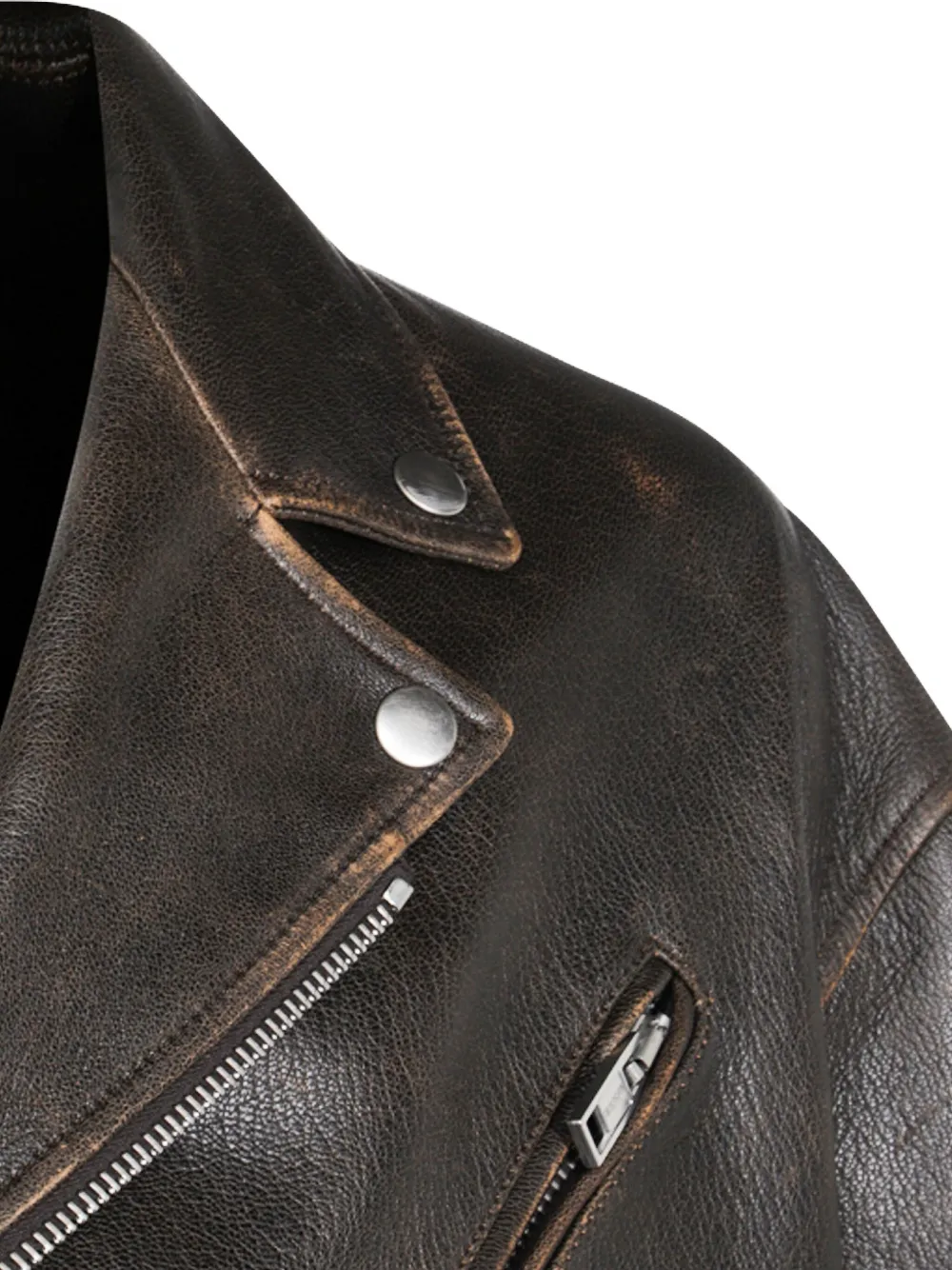Moschino Leren jack met smiley-face en studs Bruin