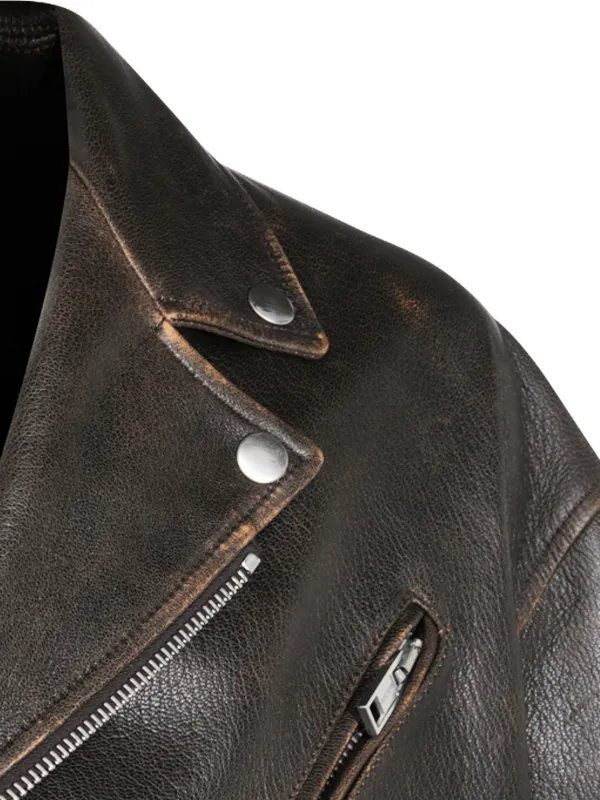 Moschino smiley-face Studded Leather Jacket | Brown