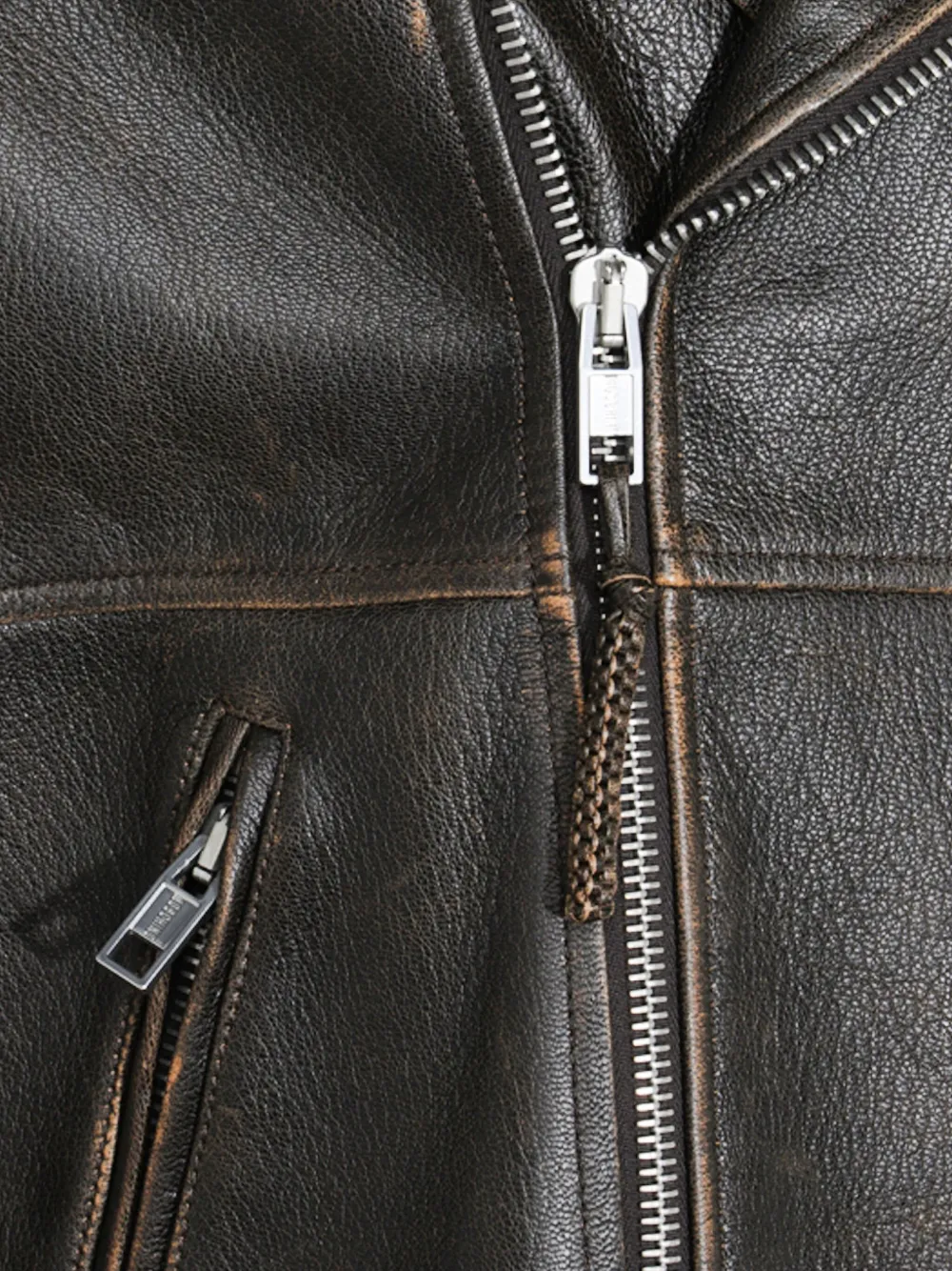 Moschino Leren jack met smiley-face en studs Bruin