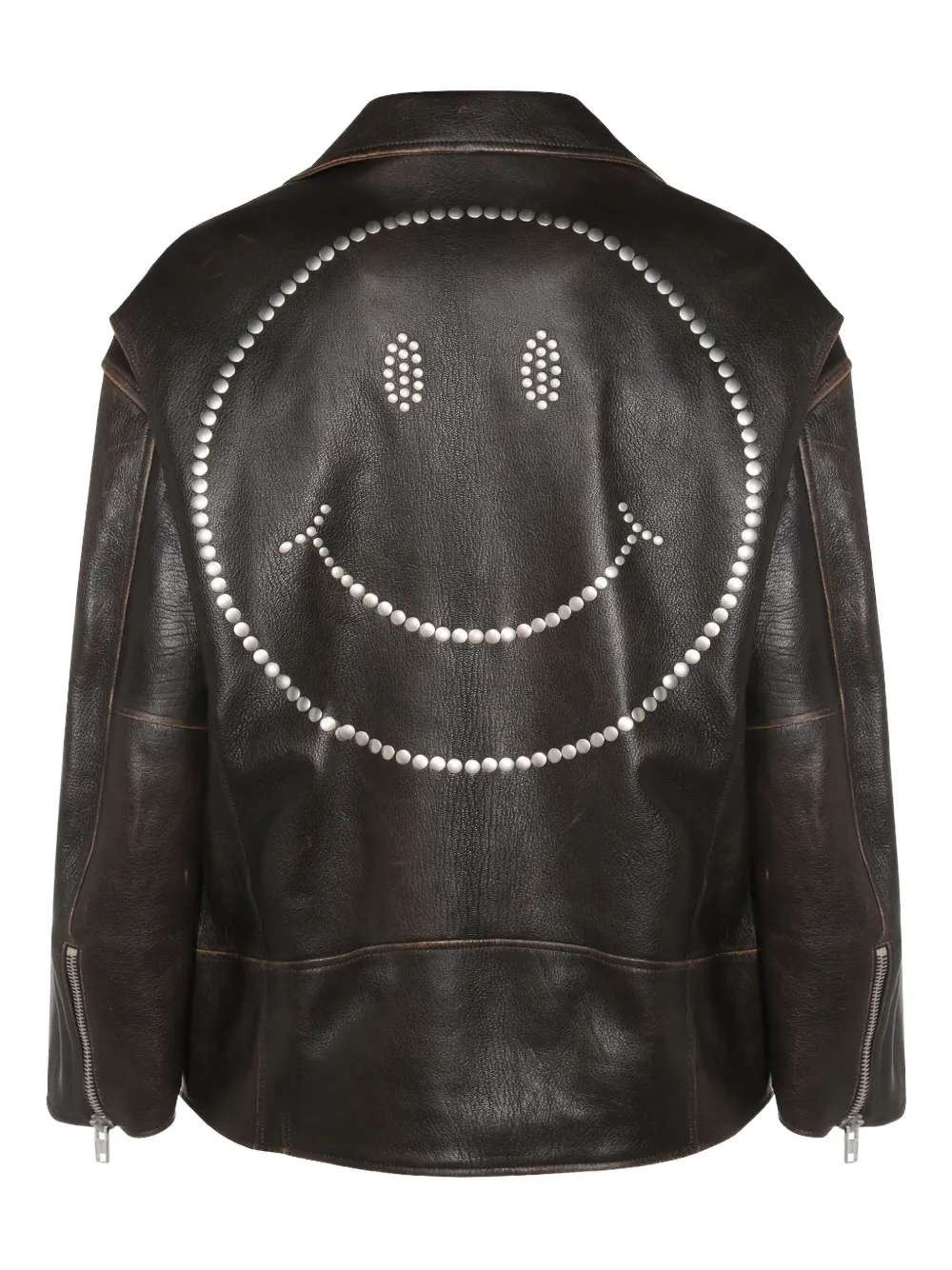 Moschino smiley-face studded leather jacket | Biker Jackets | Image 2