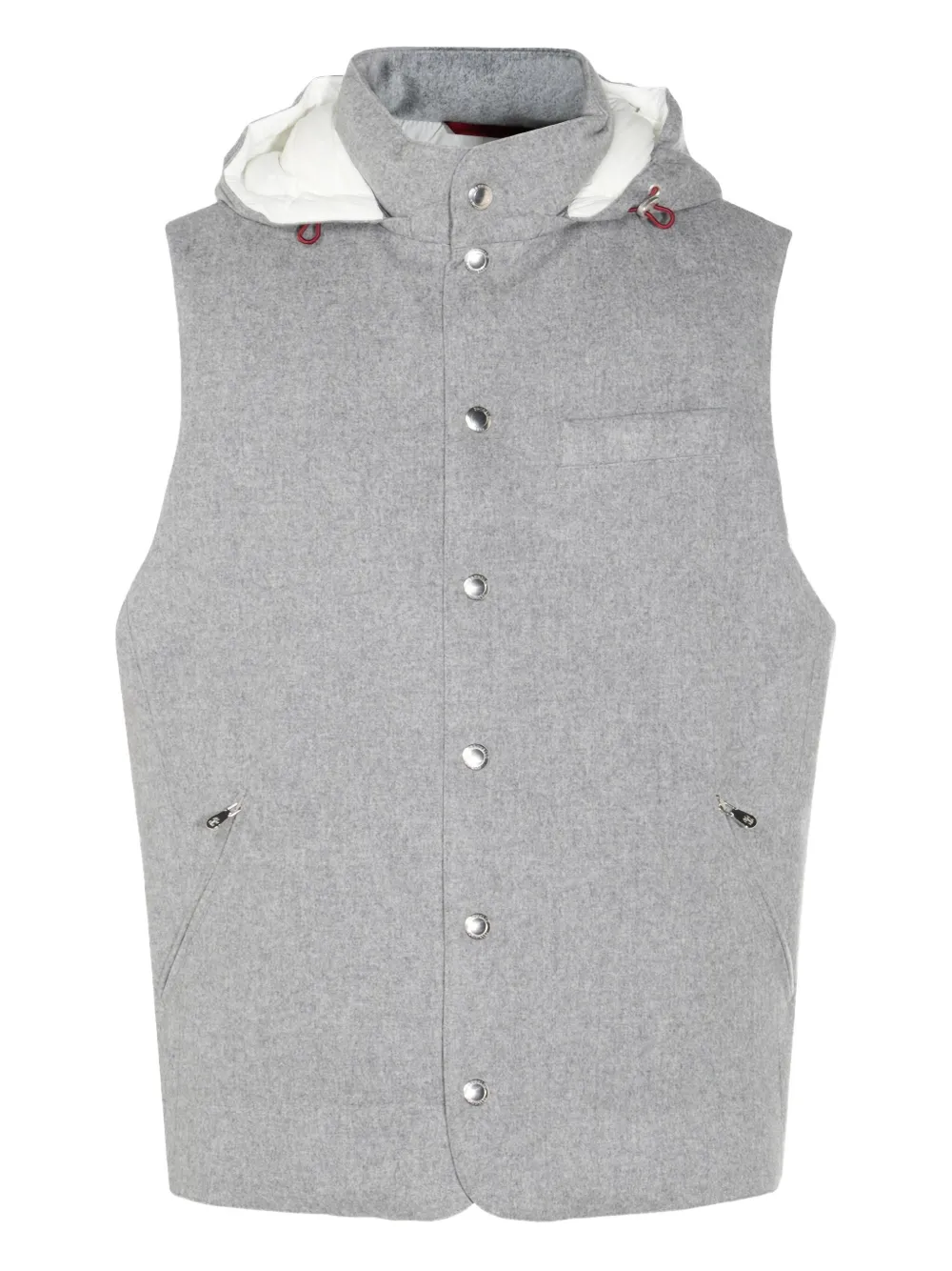 Brunello Cucinelli Gilet met capuchon en knopen Grijs
