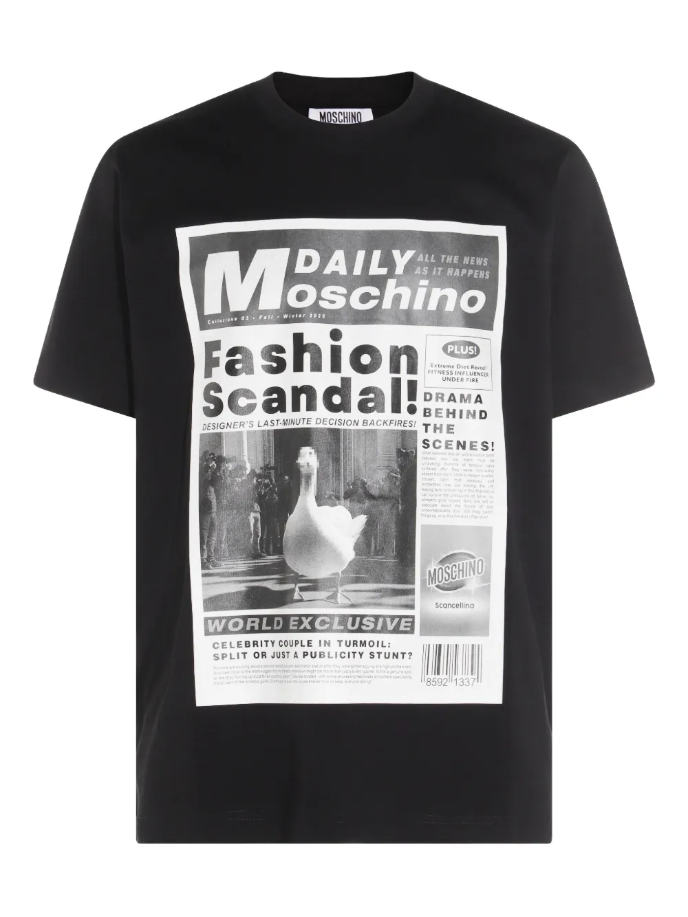 Moschino newspaper-print T-shirt Zwart