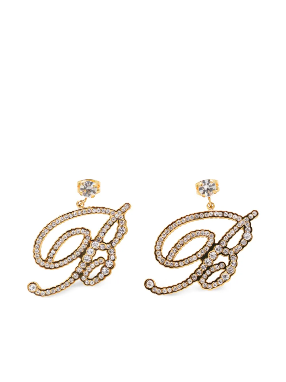 Blumarine crystal-embellished logo earrings | Gold | Image 1