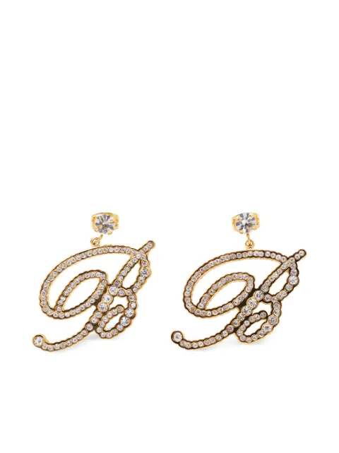 Blumarine crystal-embellished logo earrings